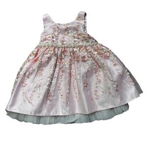 Toddler Girl American Princess Formal Pink Embroidered Dress Size 24 Months